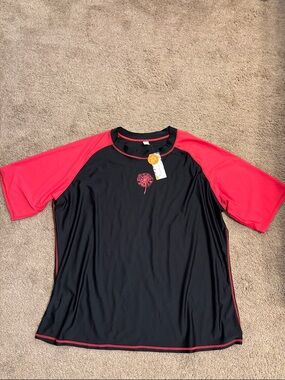 Black & Bright Pink Athletic Raglan Tee